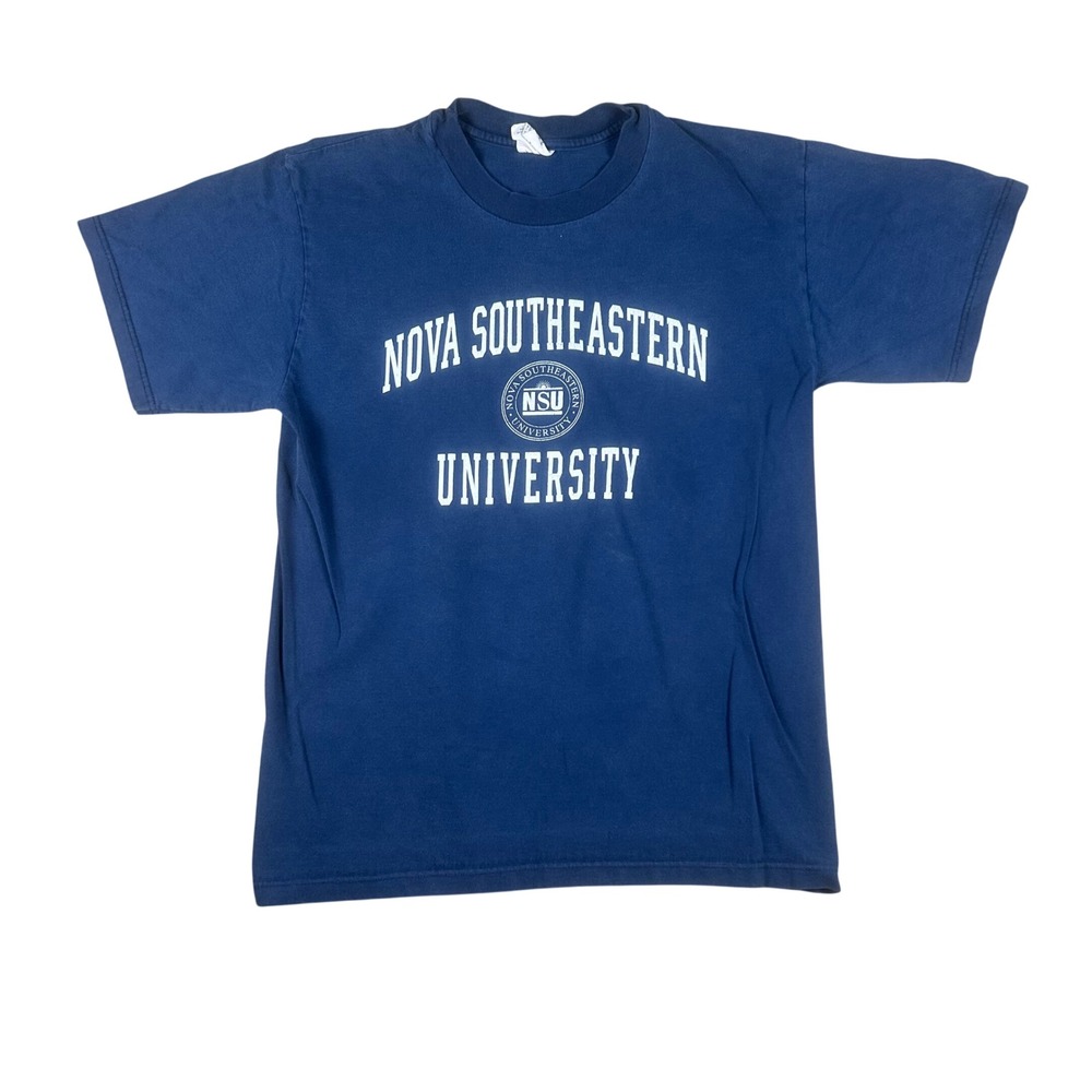 Vintage Nova Southeastern University T-Shirt Mens Medium Blue USA Made